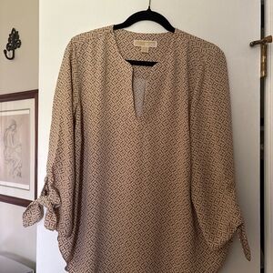 Women's Tan Geometric Blouse